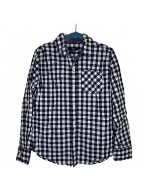GapKids Boys Navy and White Checkered Button-Up Shirt Size M